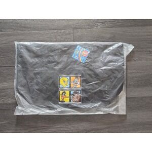 VTG 90s Looney‎ Tunes Tote Bag New Black Embroidered Patch Bugs Taz Tweety